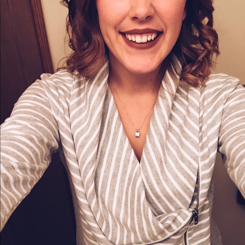 Striped Gray Zip Sweater